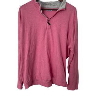 J.McLaughlin Mens  XL Pink Heathered Pima Cotton Quarter Zip Pullover Sweater